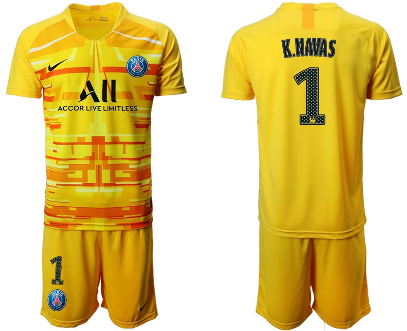 Men 2020-2021 club Paris St German yellow goalkeeper #1 Soccer Jerseys->customized soccer jersey->Custom Jersey